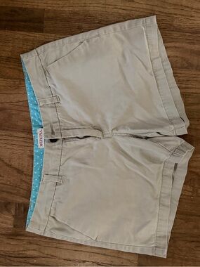Merona Khaki Shorts with Turquoise Polka Dot Waistband